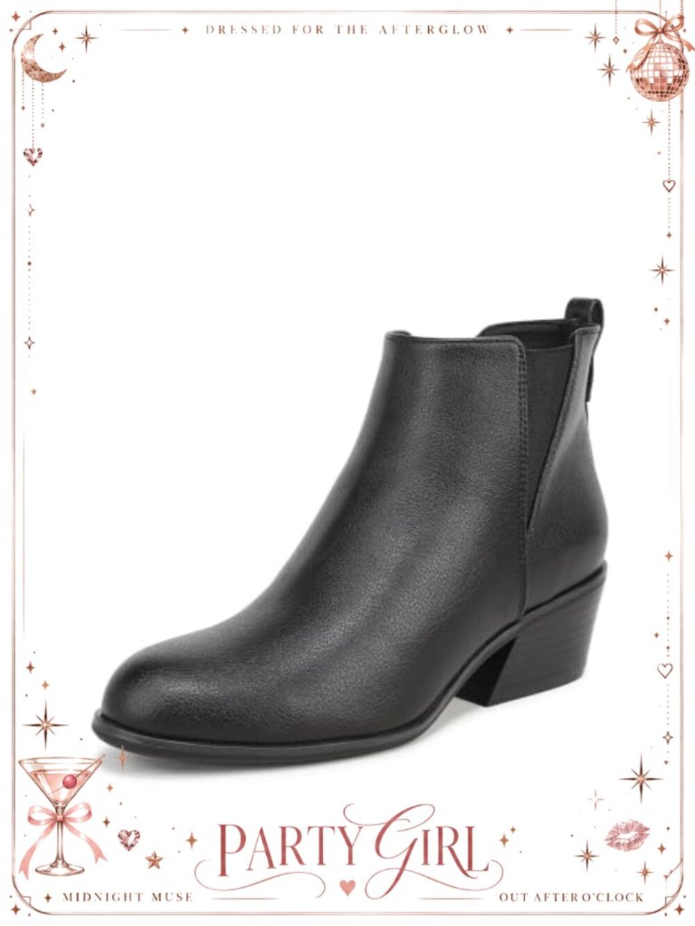Womens Faux Leather Pointed Toe Ankle Bootie Block Heel Side Zip